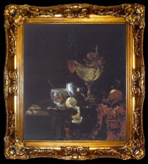 framed  Willem Kalf Style life with Nautilus goblet, ta009-2